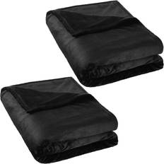 tectake 2 polyester 220x240cm Blankets Black