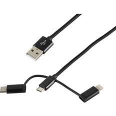 Usb kabel 3i1 S-Conn USB-A 3i1 kabel Micro-B/Lightning/USB-C