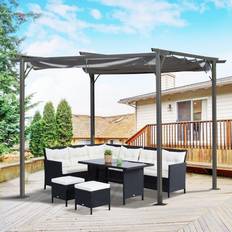 Outsunny pergola retractable canopy 3x3 m OutSunny 3x3 m Metal Pergola Gazebo Awning Retractable
