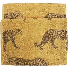 furn. Leopard Animal Jacquard Hand Gästhandduk Guld