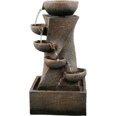 Geezy Cascading Fountain Freestanding Water Fountain Garden Fountain