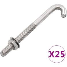 M8 bolt vidaXL Anchored J-Bolt w/Nut