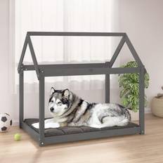 vidaXL Bed Grey 111x80x100 Solid Wood Pine - Grey