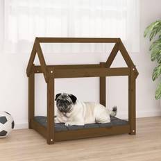 vidaXL Hundbädd Honungsbrun 71 x 55 x 70 Massiv Furu