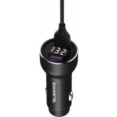 Quick charge 3.0 30w Somostel CAR CHARGER 5A BLACK METER CABLE IPHONE 30W 2XUSB DUAL SMS-A89 QUICK CHARGE QC 3.0 METAL POWER DELIVERY