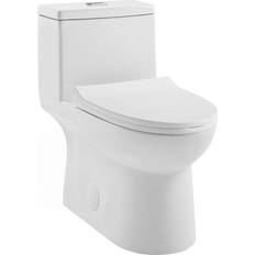 Toilets Swiss Madison Daxton 1-piece 1.1/1.6 GPF Dual Flush Elongated Toilet in White Seat Included