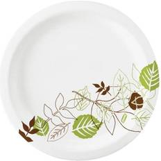 Red Party Supplies Dixie UX7PATH Pathways Paper Plates, 6.875' Green/Burgundy, 1000/Carton