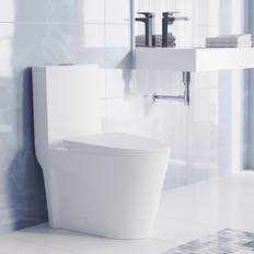 Rimless Water Toilets Swiss Madison St. Tropez 1-Piece 1.1 GPF/1.6 GPF Dual Flush Elongated Toilet in Matte White Seat Included