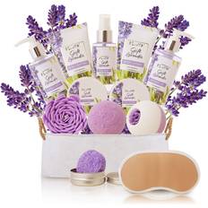 Toiletries Lavender Relaxing Spa Gift Set Deluxe 13 Basket