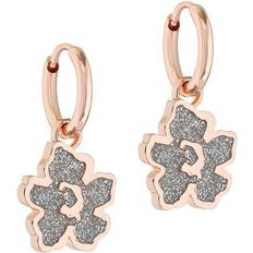 Ted Baker Glitter Magnolia Flower Huggie Hoop Earrings - Rose Gold/Grey