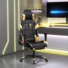 vidaXL Sedia da Gaming Massaggiante Poggiapiedi Nero e Oro Similpelle