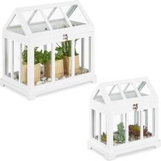 Relaxdays mini greenhouse, set of 2, windowsill, indoor glasshouse, herbs, plants, 2