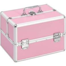 vidaXL Make-up Case 22x30x21 cm Pink Aluminium