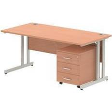 Dynamic Rectangular Straight Desk Beech MFC Leg Frame Impulse Writing Desk