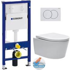 Geberit Toilets Geberit Toilet set UP100 support frame pack white Delta01 plate rimless suspended bowl and invisible fixings (SATrimlessGeb1)