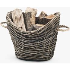 Fireplace Accessories Ivyline Natural Wicker Oval Log Basket