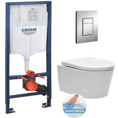 Grohe Rapid SL toilet set SATrimless toilet bowl, concealed fixings Chrome Skate plate (RapidSL-SATrimless)