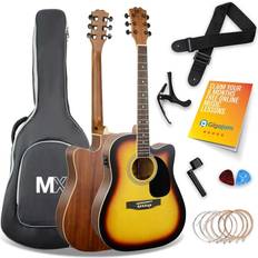 Halvakustisk gitarr 3rd Avenue MX gitarrpaket Performance-serien med halvakustisk gitarr i fullstorlek med cutaway-konstruktion och lock av gran i sunburst-färg