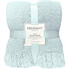 Textiles Highams Luxury Faux Mohair Blankets Blue