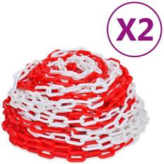 Rouge Bricolage vidaXL Warning Chains 2 pcs Red and White Plastic 30 m