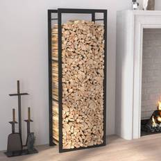 vidaXL Brennholzregal Mattschwarz 50x28x132 cm Stahl Schwarz