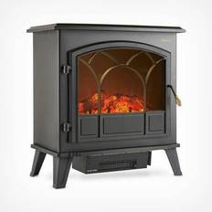 Fireplaces VonHaus Electric Stove Heater 1850W â Freestanding Fireplace with Wood Burning led Light â Portable Fire Place with Log Burner Flame Effect â L61.5 x D34 x