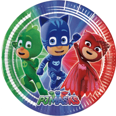 Blauw Wegwerpborden Procos PJ Masks papieren borden 8 stuks 20cm