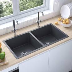 vidaXL Handmade Kitchen Sink Black Utility