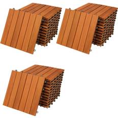 Flooring Deuba Decking Tiles 33Pcs Acacia Wood 30x30cm
