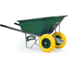 Wheelbarrows KCT 160L Twin Wheel Wheelbarrow Green Duty Garden