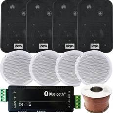 Amplifiers & Receivers Loops Bar Restaurant Bluetooth 8x Ceiling & Black Speakers Wireless Background Amp Kit