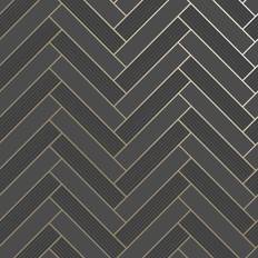 Holden Cerros Tile Black Gold Wallpaper wilko