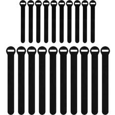 Wrap-It Self-Gripping Cable Ties, Black, Assorted 20-Pack