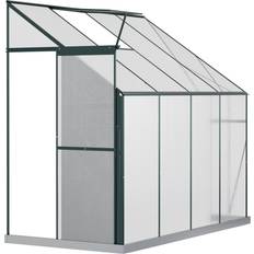 Lean-to Greenhouses OutSunny Walk-in Greenhouse 8x4ft Aluminum Polycarbonate