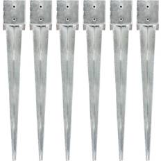 Plata Bordes de Césped vidaXL Picas De Tierra 6 Uds Acero Galvanizado Plateado Punta Lanza 7 x 7 x 75 cm