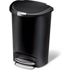 Black Waste Disposal Simplehuman 50L Semi Round Plastic Step Trash Can