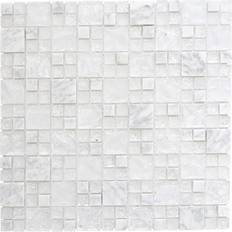 Glas mosaik fliser HUH Mosaik glas XIC K1411 Kombi 30,5x30,5 cm glas/sten vit mix