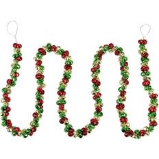 Red Garlands & Confetti Northlight 5 ft. Red Green and Gold Jingle Bell Christmas Garland