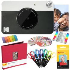 Analoge Kameras Kodak Printomatic Instant Camera (Black) Zink Paper (20 Sheets) 8x8 Scrapbook 12 Markers 100 Stickers 6 Scissors Washi Tape