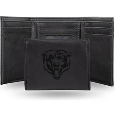 NFL Football Fan Shop Rico Bears Laser-Engraved Black Trifold Wallet
