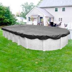 Swimming Pools & Accessories Robelle Ultimate 18 ft. x 33 ft. Oval Charcoal Solid Above Ground Winter Pool Cover, Grey