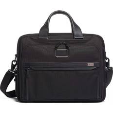 Black - Leather Computer Bags Tumi Alpha 3 Organizer Briefcase - Black