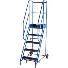 Loops 5 Tread Mobile Warehouse Stairs Anti Slip Steps 2.25m Portable Safety Ladder
