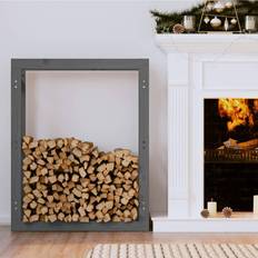 Haardhoutmanden vidaXL Haardhoutrek 80x25x100 cm massief grenenhout grijs