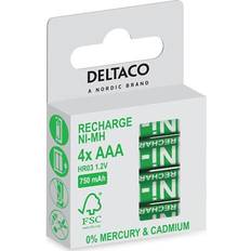 Aaa genopladelige Deltaco 4-pak AAA 750mAh genopladelige batterier