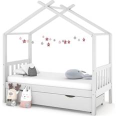 Kids bed vidaXL Kids Bed Frame with a Drawer Solid Pine Wood