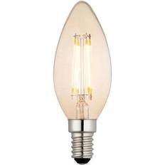 LED Filament Lamp Bulb 4W Candle Shaped E14 LED Amber Tinted Glass Warm White