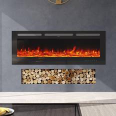 Livingandhome 70 Inch LED Electric Fireplace Wall Mounted Wall Insert Heater 9 Flame Colours