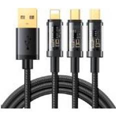 Microusb til usb c Joyroom cable USB-A USB-C + microUSB + Lightning 1.2 m Black