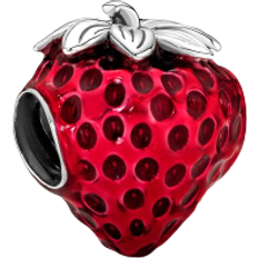 Pandora Seeded Strawberry Fruit Charm - Silver/Red